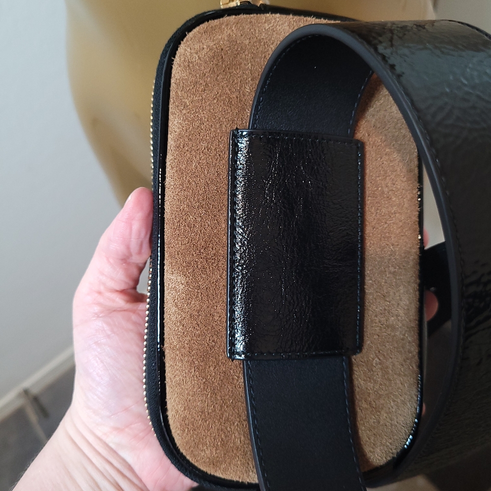 Gucci Brown Suede Sm Ophidia Belt Bag with black patent leather trim Grn/red Str - Picture 7 of 13